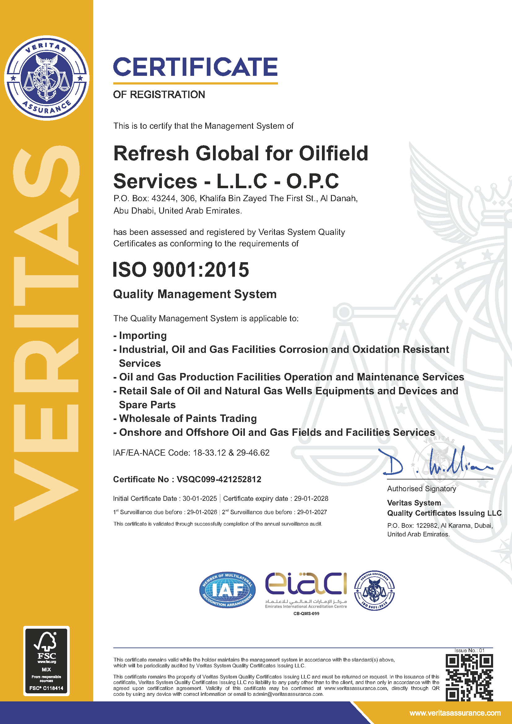 ISO 9001:2015 Certificate